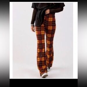 Urban Outfitters | Bryn Flare Leg Pant Orange Plaid Grunge Punk 90s New Medium